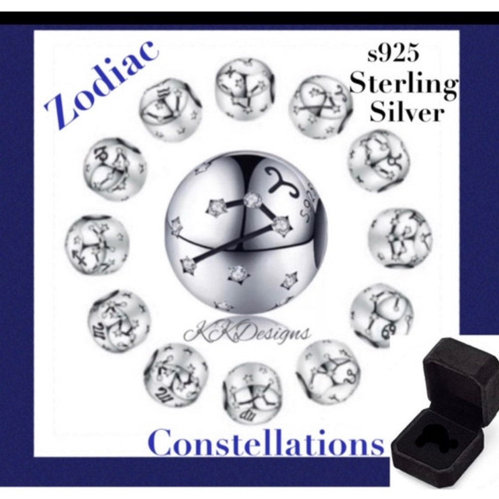 Charm / Pendant ~ Constellation Zodiac Sign ~ 925 Sterling Silver. Pisces